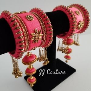 Salmon silk thread bangles Size 2.4